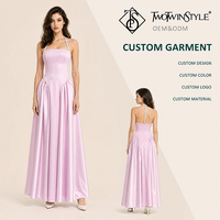 Robe longue en satin tendance pour femme, avec bretelles en strass, col carré et corsage corset, idéale pour les soirées formelles et les galas, vente en gros