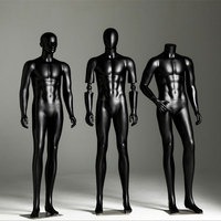 Mannequin Homme Complet Noir, Buste Musclé Réaliste Sans Tête, Bras Flexibles, Vente en Gros pour Boutiques