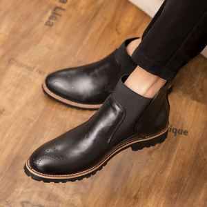 Hot Selling Large Size38-46 Leather Shoes High Top Brogue Carved Casual <b>Boots</b> - Product Image 2