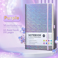 Carnet A5 Star Cluster Straps avec couverture en cuir PU, style tendance, portable pour usage professionnel et bureautique, avec porte-stylo