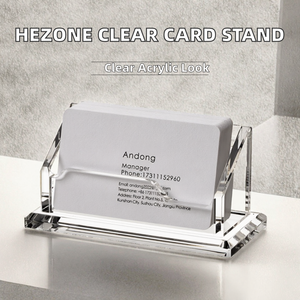 HeZone - Organizador de Tarjetas de Visita Horizontal de Acrílico Transparente Personalizado con 1 Ranura para Escritorio de Oficina - Capacidad para 50 Tarjetas, 1 Paquete - Product Image 2