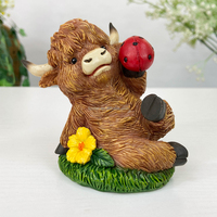 Desain kustom Resin bunga matahari cantik Skotlandia Highland patung ternak Poly Resin dekorasi taman untuk hadiah kerajinan