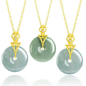 Pendentif en jadéite naturelle, forme donut, incrustation en argent S925, bijoux de mode simples, cadeau avec certificat d'évaluation D1059 - Product Image 3