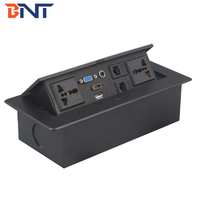 Table de réunion de bureau encastrée avec 2 prises AC, 2 ports USB, prise de courant encastrée pour bureau, alliage d'aluminium, câbles de 30 cm, certifiée CE