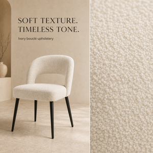 Wholesale Custom <strong>Dining</strong> <strong>Chair</strong> Iron Legs <strong>Mid</strong> <strong>Century</strong> <strong>Modern</strong> Style Ivory Boucl Upholstery Leisure <strong>Chair</strong> for Home Living Rooms - Product Image 3