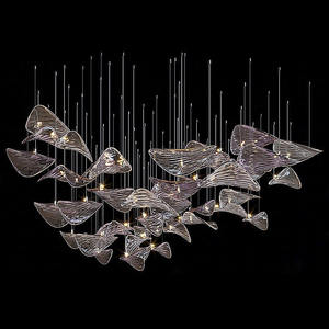 Lámpara colgante de cristal de diseño moderno hotel vestíbulo Villa decoración atmósfera candelabro personalizado - Product Image 5