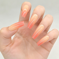 Ongles à presser dégradés orange et rose, longs, forme cercueil, réutilisables, en acrylique, lot de 24 pièces pour salon