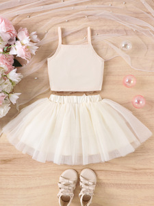 Ensemble 2 pièces pour <span class=keywords><strong>fille</strong></span> 2026 : Crop top à fleurs violettes + <span class=keywords><strong>Jupe</strong></span> tutu superposée en maille - Product Image 6