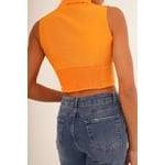 Camisa Naranja de Manga Corta para Mujer con Detalle de Corsé, Blusa Casual Elegante para la Moda de Verano, Venta al Por Mayor - Product Image 4