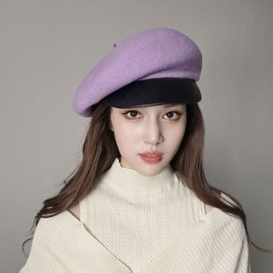 Béret en Laine Grande Taille pour Femme Automne-Hiver 2024 de Haute Qualité avec Visière en Cuir PU pour Fête, Ski, Pêche - Product Image 2