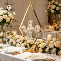 ANNIELU Chandelier de luxe haut en métal doré et verre acrylique pour centres de table de mariage, de fête ou d'événement