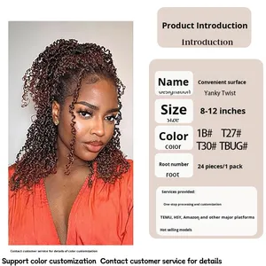 Extensiones de Cabello de Fibra Sintética de Alta Temperatura, Estilo Crochet Curl, Instant Noodles Yanky Twist, para Comercio Exterior - Product Image 5