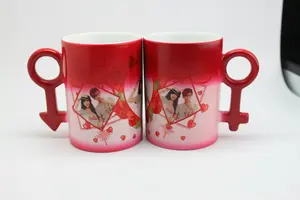 Love Handle Magic Cup Ceramic Sublimation Blanks Magic Color Change Mug