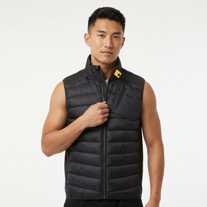 <b>Black</b> <b>Men's</b> Winter Puffer Vest Stand Collar Quilted Down Alternative Zip Up <b>Waistcoat</b> Outdoor Outerwear - Product Image 1