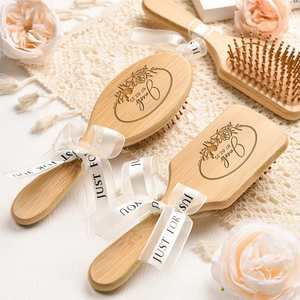 Personalized Wooden <b>Hair</b> <b>Brush</b>, Custom Engraved Name Air Cushion <b>Brush</b> for Bridesmaids, <b>Detangling</b> Hairbrush - Product Image 1