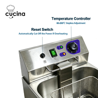 Friteuse électrique commerciale en acier inoxydable avec protection contre la surchauffe, équipement durable pour les restaurants de restauration rapide