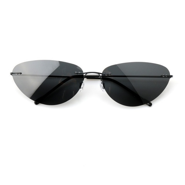 Classic Vintage Hot Trendy Eyewear Punk Style OEM Custom Large UV400 Polarized Sun Glasses Unisex Rimless Cat Eye Sunglasses