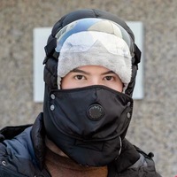 Syh994 Bonnet d'hiver épais en peluche pour le cyclisme avec cache-oreilles, style russe chaud avec motifs à pois et nœuds, pour la plage et les affaires
