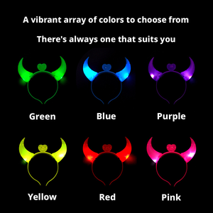 Serre-tête LED lumineux en forme de cornes de diable pour enfants et adultes - Accessoire capillaire coloré et lumineux pour Halloween, concerts et fêtes d'anniversaire - Product Image 5