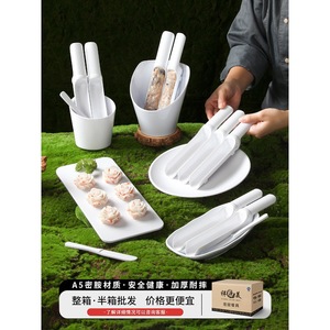 Xiangyuan <b>Melamine</b> Rectangular <b>Plate</b> With Handle Stackable Meatball <b>Plate</b> For Hotel Coffee Tea Service - Product Image 1