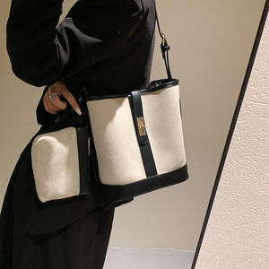 New Arrival Canvas <b>Bucket</b> Bag 2024 New Style Women's Single Shoulder Crossbody Bag With <b>Small</b> Purse - Product Image 5