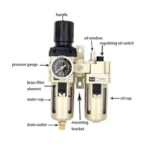 Compressed Air Filter Regulator Lubricator/ F.R.L Combination / Pneumatic Air Source Treatment