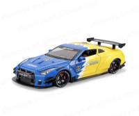 Nuevo Auto a Escala 1:24 GTR de Aleación Fundida con Recubrimiento, Mini Coche con Sonido de Pulverización y Luz, Vehículos de Juguete Diecast para Niños