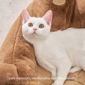 Lit pour animaux de compagnie en forme d'ours brun, rembourré en coton PP, confortable, doux et respectueux de la peau, design enveloppant, adapté aux canapés pour animaux de compagnie, pour chats et chiens - Product Image 4