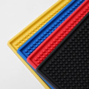 PVC Rubber Rectangular Coaster Thickened Black Non-Slip Water-Resistant <b>Bar</b> <b>Mat</b> for Home <b>Bar</b> Counter Drink Placemat - Product Image 1