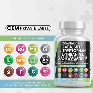 Capsules Tout-en-un 750mg GABA 200mg 5-HTP 500mg L-Tryptophane 500mg L-Théanine pour le Sommeil et le Soutien Émotionnel Adulte - Product Image 4