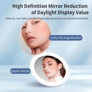 Tùy Chỉnh Màu Hồng LED Ánh Sáng Trang Điểm Gương UV Logo Dễ Thương Cầm Tay Nhỏ Nhỏ Gọn Vanity Mỹ Phẩm Túi Espejos Spiegel Magnifying - Product Image 5