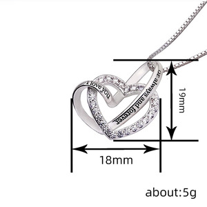 Collana con Doppio Ciondolo a Cuore per Donne, Gioiello di Moda con Pietre Scintillanti e Incisioni, Idea Regalo - Product Image 4