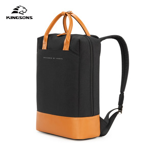 Kingsons <b>Backpack</b> 10086 <b>Waterproof</b> Computer Interlayer Unisex Everyday Use Orange <b>Black</b> White Solid Color Zipper Closure - Product Image 2