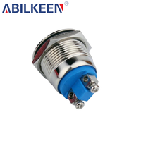 Interrupteur à bouton-poussoir compact 19 mm, étanche IP65, en métal bombé, 1NO, momentané, à montage sur panneau, 3A 250V, dispositif électrique industriel