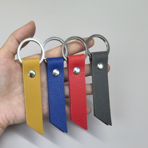 Colorful Simple PU Leather Business Keychain Custom Logo Car Key Holder Portable Key Ring Handbag Decoration Souvenir <b>Gifts</b> - Product Image 2