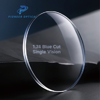 Verres de lunettes Pioneer Optical 1.56 1.60 1.67 1.74 HMC anti-lumière bleue, verres de lunettes en résine à vision simple anti-lumière bleue UV420