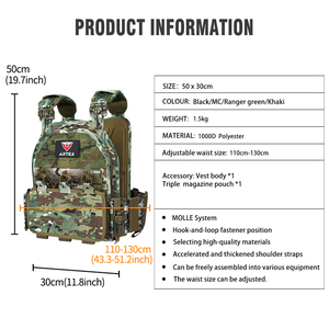 เสื้อกั๊กยุทธวิธี ไนลอนลายพราง MOLLE สำหรับใส่แผ่นเกราะ อุปกรณ์ล่าสัตว์กลางแจ้ง กันน้ำ รับสกรีนโลโก้ - Product Image 2