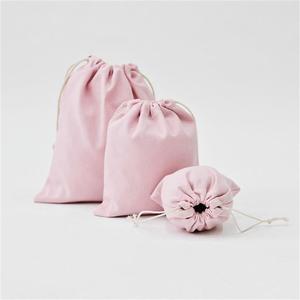 Giặt Vải Cotton Màu Hồng Vải Lanh Mềm Mua Sắm Tái Sử Dụng Giặt Ủi Mục Đích Bụi Túi Tạp Hóa Túi Dây Rút - Product Image 5