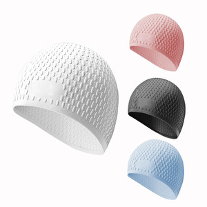 Gorro de natación de silicona con protección para los oídos, forma de lágrima, unisex, tamaño grande, color sólido, para natación y deportes acuáticos - Product Image 1