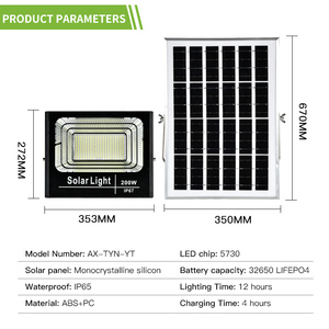 Wholesale LED <strong>Solar</strong> Flood Light <strong>Outdoor</strong> Security <strong>Lighting</strong> 25W 40W 60W 120W 200W <strong>Solar</strong> Panel LED Flood Light for Garden Street - Product Image 4