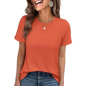 Camiseta de Verano para Mujer FOXA, Cuello Redondo, Manga Corta, Tejido Waffle, Informal, Transpirable, Básica, Blusa, Conjuntos de Primavera 2026 - Product Image 1