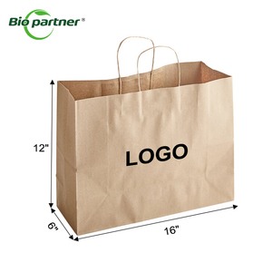 Custom Printed Recycled White Brown Craft Kraft Paper Food Takeaway Bag With Twisted Handle <strong>Bolsa</strong> De Papel - Product Image 1