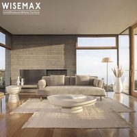 Mobilier WISEMAX : Table Basse Blanche Moderne pour Salon, Table Basse Ronde Nordique en Béton Style Industriel pour la Maison