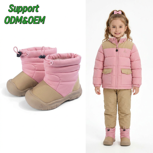 Bottes chaudes imperméables antidérapantes pour enfants unisexes en gros, automne/hiver, solides, pour l'extérieur, avec fermeture à boucle et crochet, pour enfants de 4 à 6 ans - Product Image 1