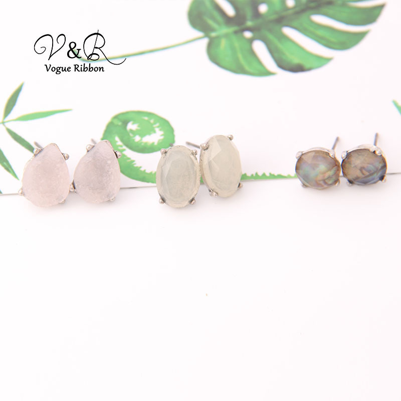 Gioielli de concha de mar piedras preciosas con drusa efectuado surtidos lindo básicos pendiente conjunto de 3 pares pendientes