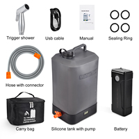 Nouvelle Douche de Camping Portable 2025 avec Réservoir d'Eau en Silicone de 4,5 Gallons, Recharge USB, Chauffage Solaire, Douche Électrique avec Thermomètre Intégré