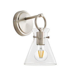 Modern Chrome <b>Wall</b> Lamps <b>With</b> Clear Glass Shades E26 Bulb Base For Bedroom Living Room Mirror <b>Lighting</b> - Product Image 5