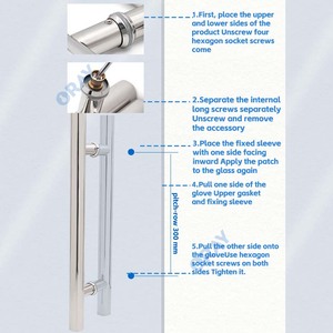 Manija tipo H de tamaño personalizado manija de puerta de vidrio de acero inoxidable de diseño moderno para interiores para puertas de ducha de oficinas de hoteles - Product Image 4