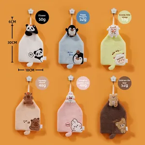 Toalla de Mano Colgante con Bordado de <span class=keywords><strong>Oso</strong></span>, Terciopelo Coral, Gruesa, Absorbente, Paño de Cocina, Toalla de Regalo para Niños, Secado Rápido - Product Image 3