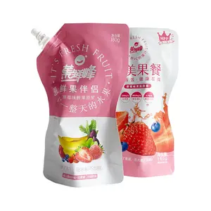 Sac transparent à bec verseur liquide imprimé personnalisé pochette debout pochette d'emballage pour jus de fruits lait vin huile boisson